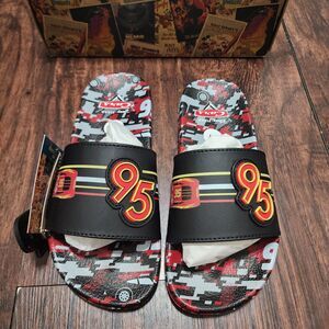 Disney Pixar Ground Up Slides Boys 4 Black Cars Lightning McQueen Flip Flop